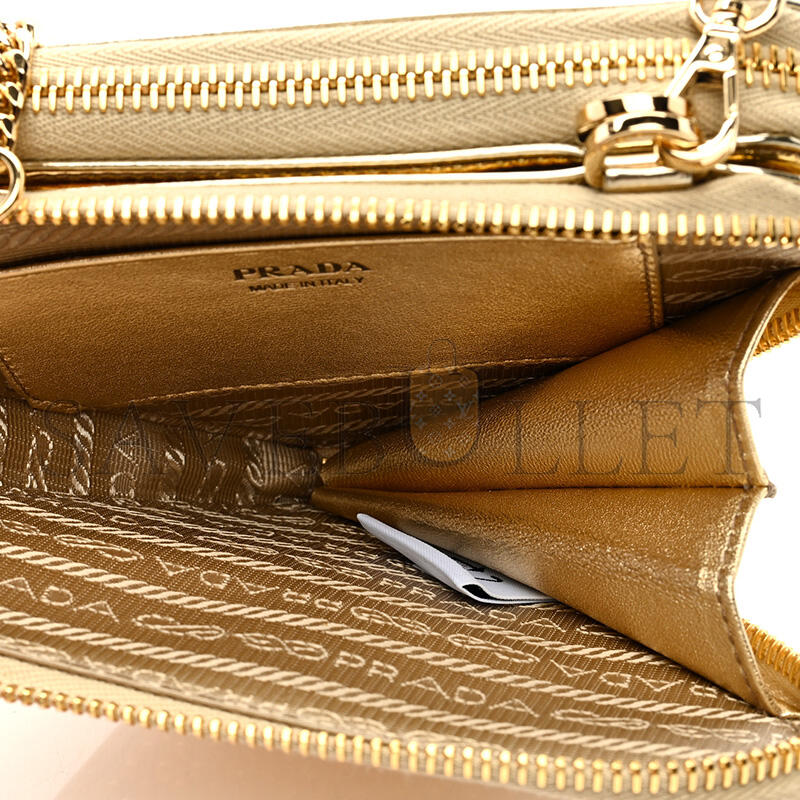 Pra*a satin crystal mini triangle crossbody pouch platino 1nr015 (15*10cm)